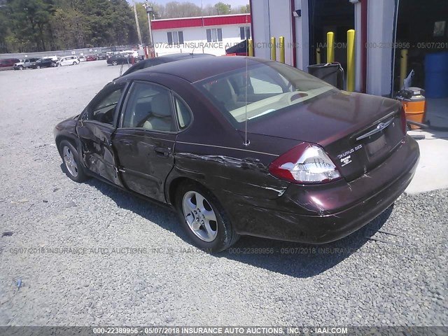 1FAFP55U91G116312 - 2001 FORD TAURUS SES BURGUNDY photo 3