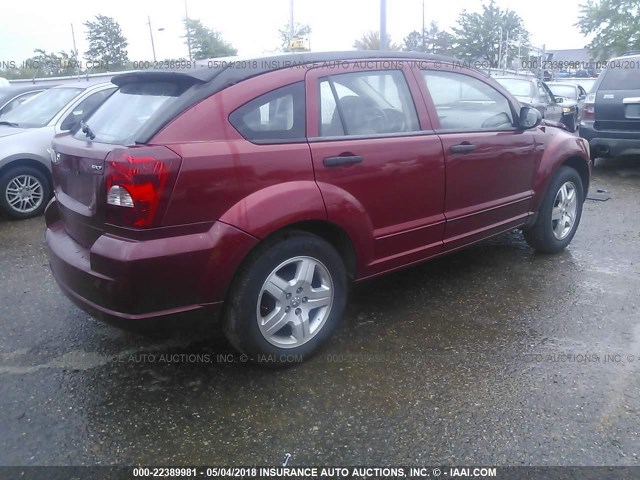 1B3HB48B57D239056 - 2007 DODGE CALIBER SXT RED photo 4