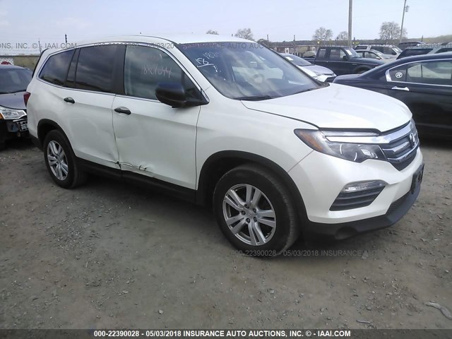 5FNYF6H10GB052838 - 2016 HONDA PILOT LX WHITE photo 1