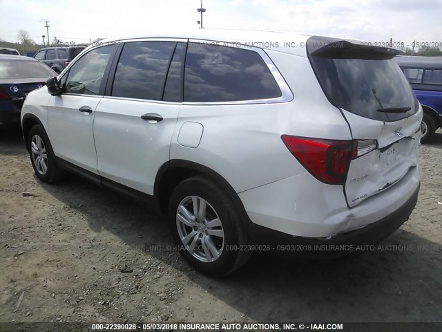 5FNYF6H10GB052838 - 2016 HONDA PILOT LX WHITE photo 3