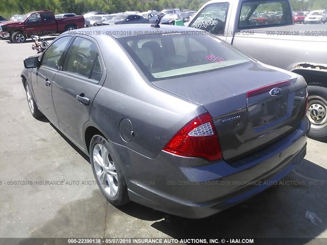 3FAHP0HA1CR306906 - 2012 FORD FUSION SE GRAY photo 3