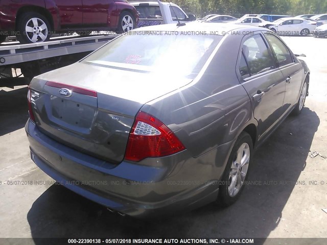 3FAHP0HA1CR306906 - 2012 FORD FUSION SE 灰色 照片 4