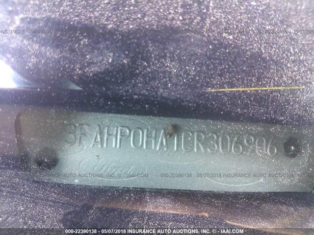 3FAHP0HA1CR306906 - 2012 FORD FUSION SE GRAY photo 9