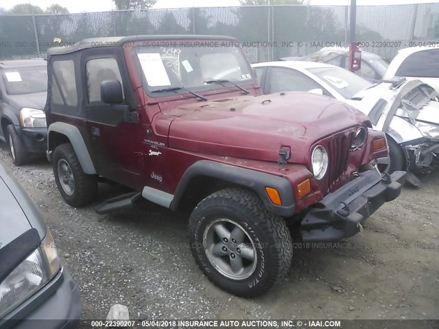 1J4FY19S9WP703412 - 1998 JEEP WRANGLER / TJ SPORT BURGUNDY photo 1