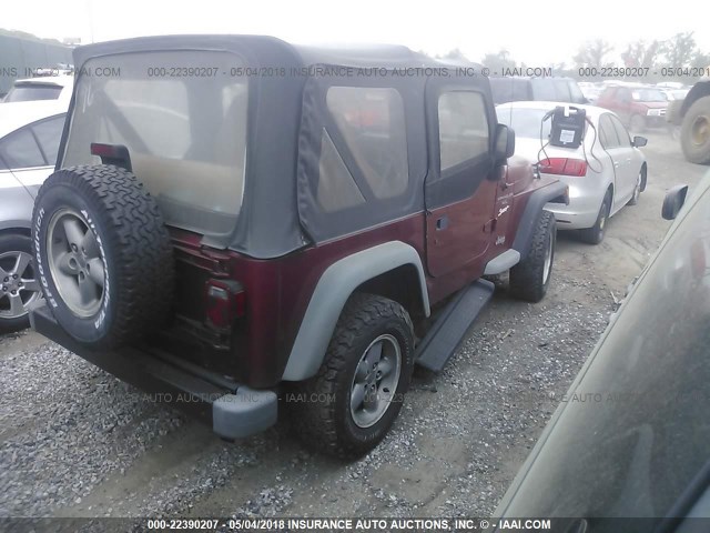 1J4FY19S9WP703412 - 1998 JEEP WRANGLER / TJ SPORT BURGUNDY photo 4