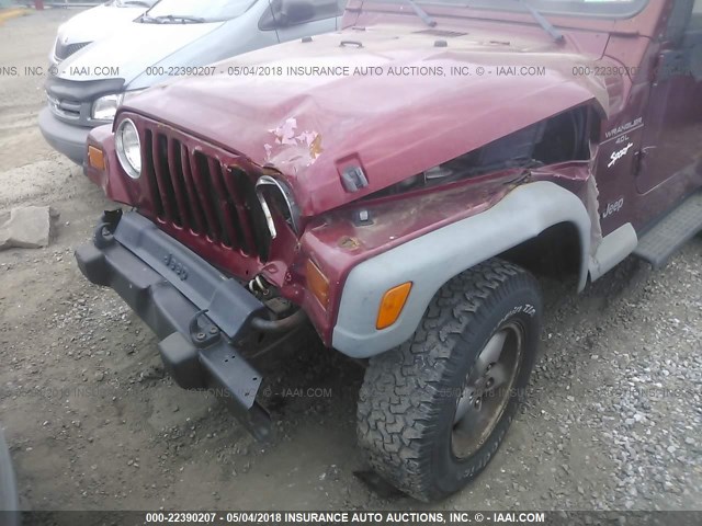 1J4FY19S9WP703412 - 1998 JEEP WRANGLER / TJ SPORT BURGUNDY photo 6