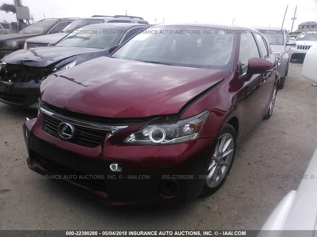 JTHKD5BHXB2034157 - 2011 LEXUS CT 200 RED photo 2