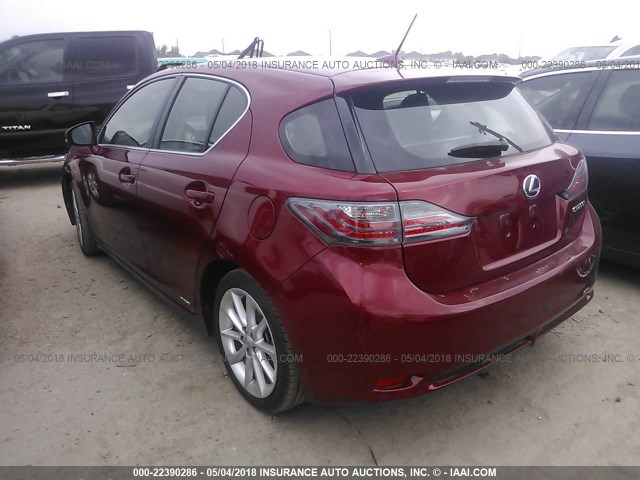 JTHKD5BHXB2034157 - 2011 LEXUS CT 200 RED photo 3