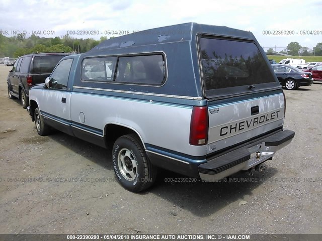 1GCDC14K3ME181520 - 1991 CHEVROLET GMT-400 C1500 BLUE photo 3