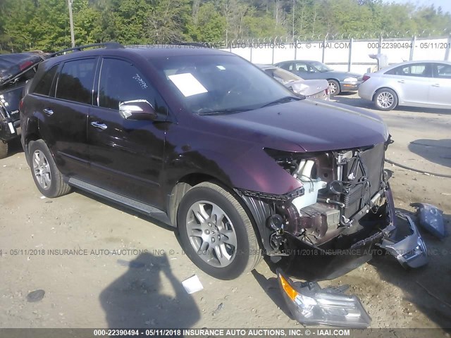 2HNYD28478H554194 - 2008 ACURA MDX TECHNOLOGY MAROON photo 1