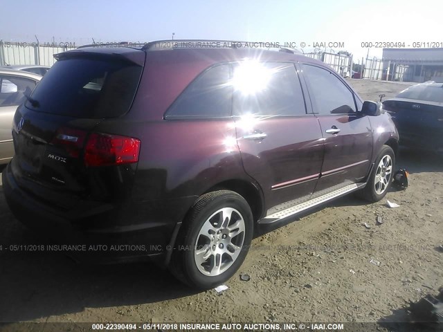 2HNYD28478H554194 - 2008 ACURA MDX TECHNOLOGY MAROON photo 4