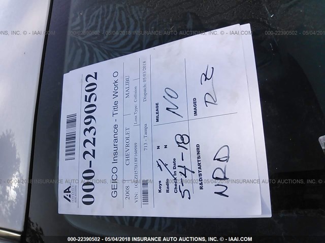 1G1ZH57B18F160989 - 2008 CHEVROLET MALIBU 1LT 白色 照片 7