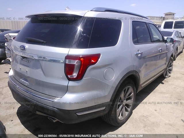 1FM5K7F82JGA15299 - 2018 FORD EXPLORER LIMITED SILVER photo 4