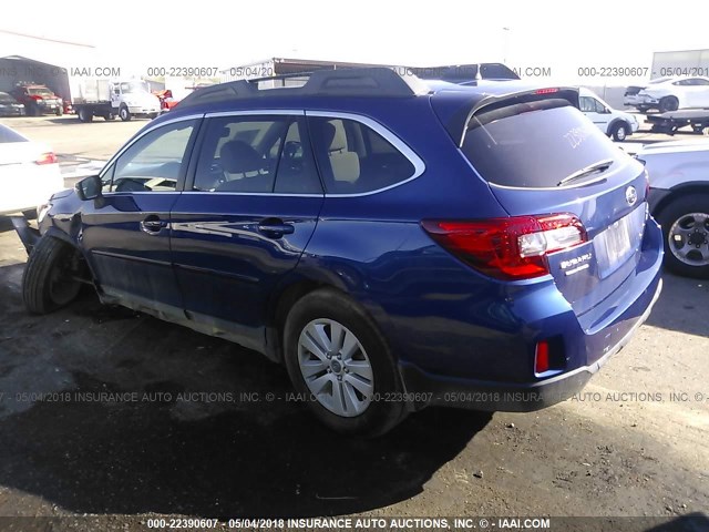 4S4BSAHC4H3243050 - 2017 SUBARU OUTBACK 2.5I PREMIUM BLUE photo 3