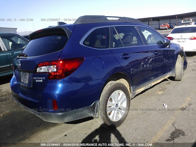 4S4BSAHC4H3243050 - 2017 SUBARU OUTBACK 2.5I PREMIUM BLUE photo 4