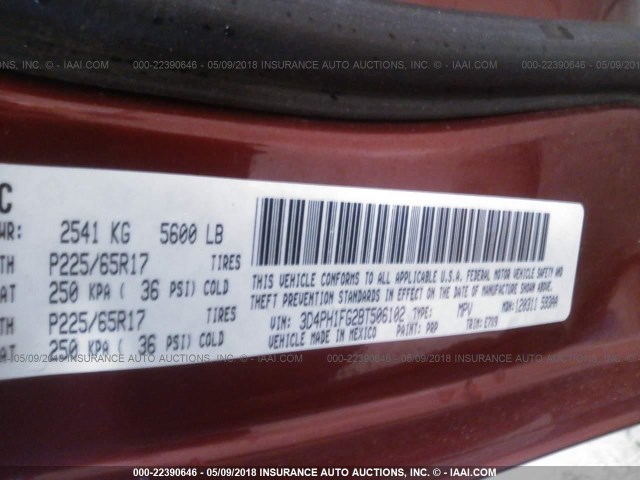 3D4PH1FG2BT506102 - 2011 DODGE JOURNEY MAINSTREET MAROON photo 9