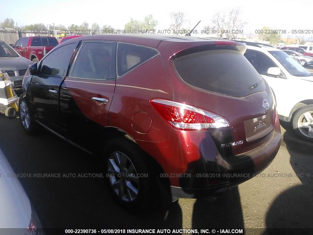 JN8AZ1MW2CW202861 - 2012 NISSAN MURANO S/SL/LE MAROON photo 3