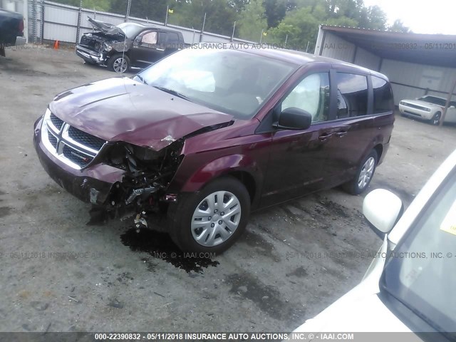 2C4RDGBG1JR180904 - 2018 DODGE GRAND CARAVAN SE MAROON photo 2