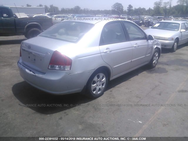 KNAFE121185500672 - 2008 KIA SPECTRA EX/LX/SX SILVER photo 4