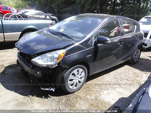 JTDKDTB36C1500264 - 2012 TOYOTA PRIUS C BLACK photo 2