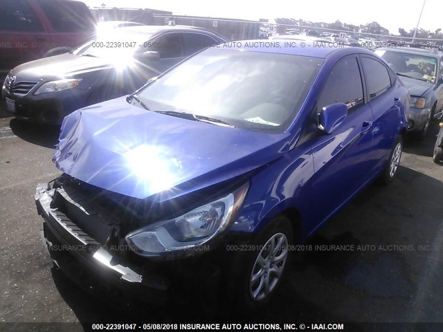 KMHCT4AE8EU705243 - 2014 HYUNDAI ACCENT GLS/GS BLUE photo 2