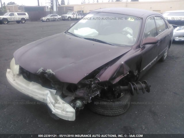 1YVGF22C325280416 - 2002 MAZDA 626 LX MAROON photo 2