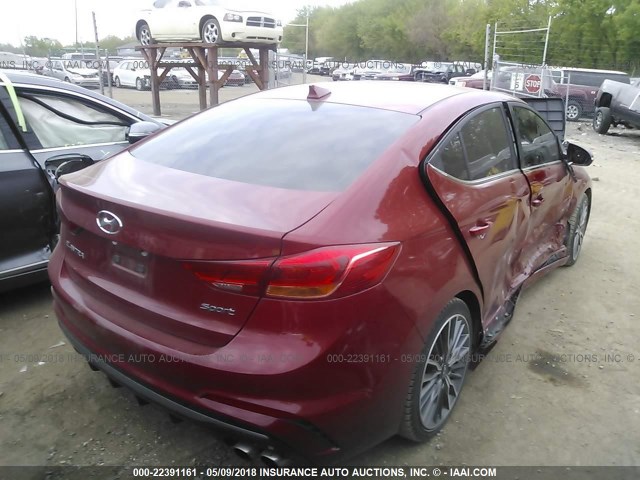 KMHD04LB0HU338956 - 2017 HYUNDAI ELANTRA SPORT RED photo 4