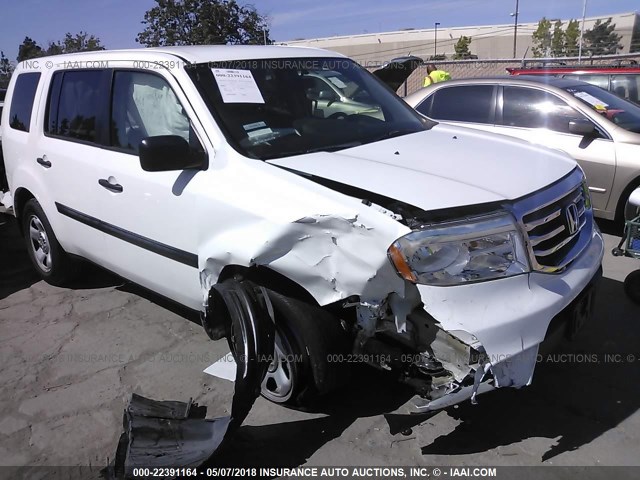 5FNYF3H26DB025386 - 2013 HONDA PILOT LX WHITE photo 1