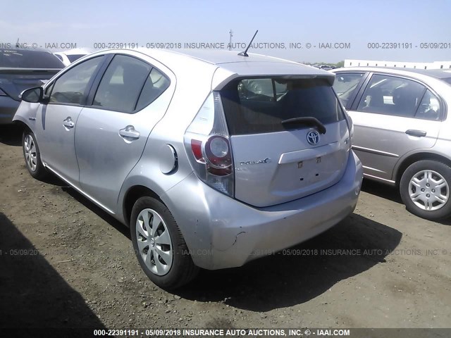 JTDKDTB39D1536547 - 2013 TOYOTA PRIUS C SILVER photo 3