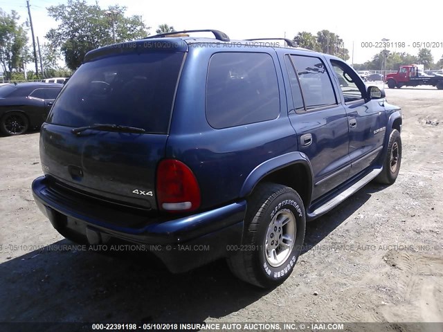 1B4HS28Z5YF197250 - 2000 DODGE DURANGO BLUE photo 4