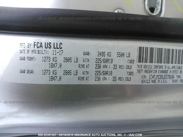 1C4PJMCB9JD576034 - 2018 JEEP CHEROKEE LATITUDE Күміс фото 9