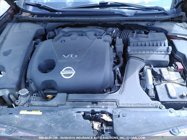 1N4AA5AP6AC807591 - 2010 NISSAN MAXIMA S/SV RED photo 10