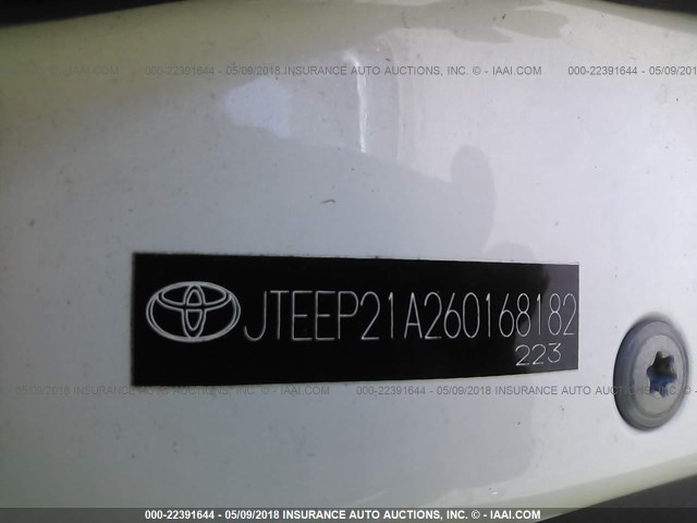 JTEEP21A260168182 - 2006 TOYOTA HIGHLANDER LIMITED WHITE photo 9