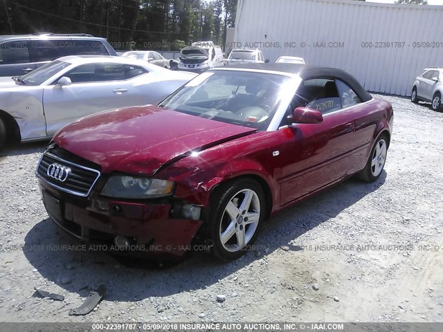 WAUAC48H93K022114 - 2003 AUDI A4 1.8 CABRIOLET RED photo 2