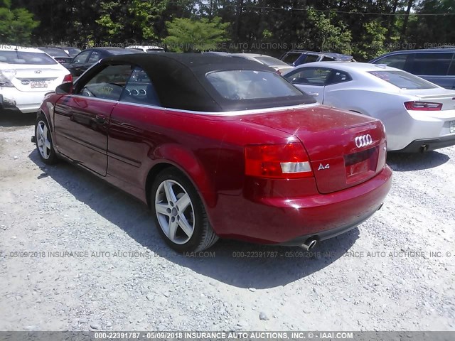 WAUAC48H93K022114 - 2003 AUDI A4 1.8 CABRIOLET RED photo 3