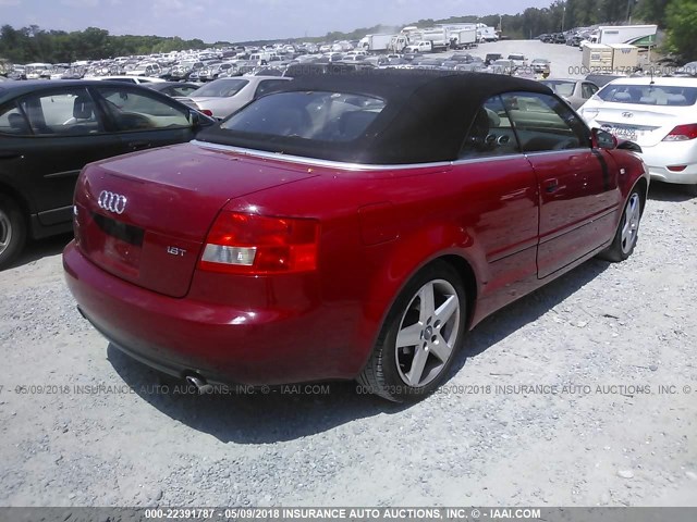 WAUAC48H93K022114 - 2003 AUDI A4 1.8 CABRIOLET RED photo 4