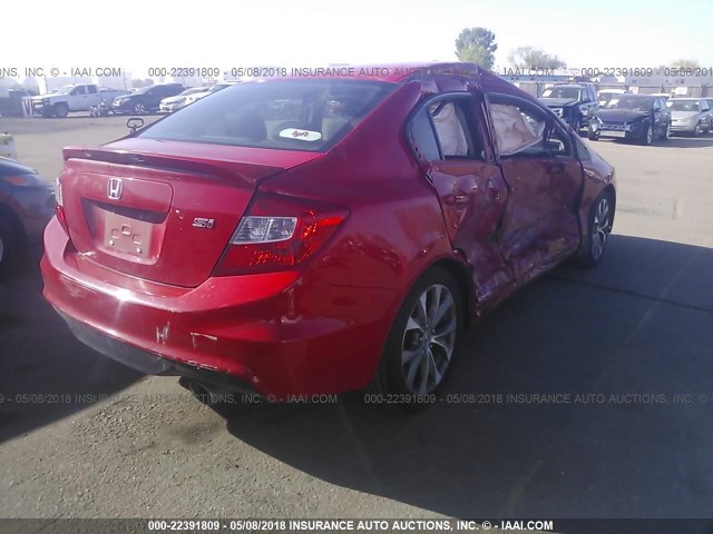 2HGFB6E59CH703030 - 2012 HONDA CIVIC SI RED photo 4