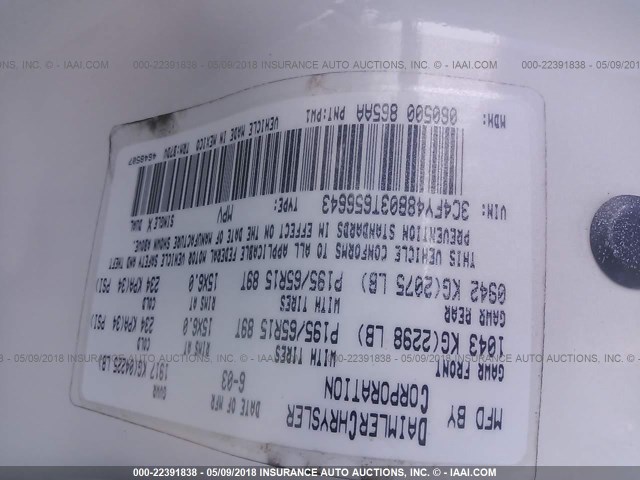 3C4FY48B03T656643 - 2003 CHRYSLER PT CRUISER CLASSIC 白色 照片 9