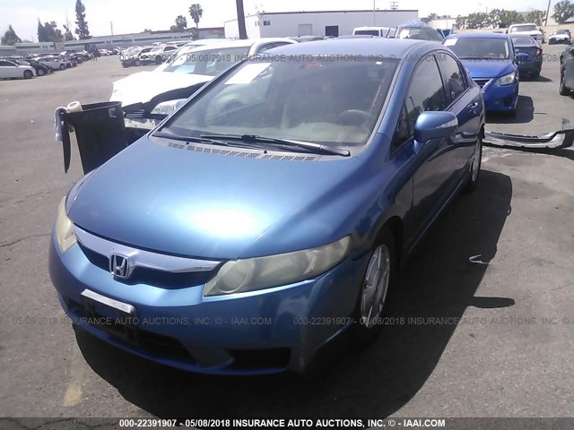 JHMFA3F27AS001572 - 2010 HONDA CIVIC HYBRID BLUE photo 2