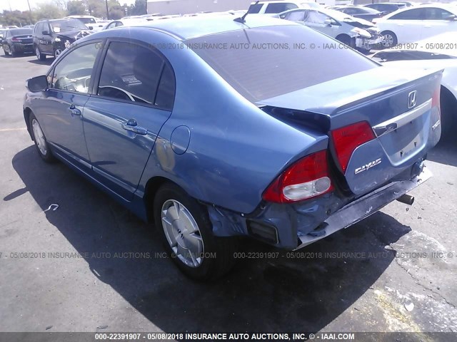 JHMFA3F27AS001572 - 2010 HONDA CIVIC HYBRID BLUE photo 3