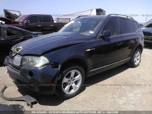 WBXPC93497WF22292 - 2007 BMW X3 3.0SI BLUE photo 2