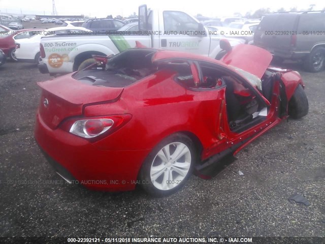 KMHHT6KD3CU070629 - 2012 HYUNDAI GENESIS COUPE 2.0T RED photo 4