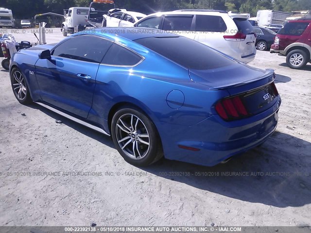 1FA6P8CF5H5271905 - 2017 FORD MUSTANG GT BLUE photo 3