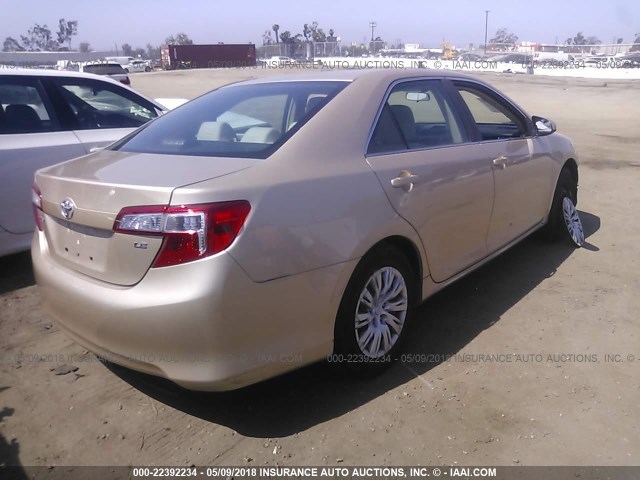 4T4BF1FK3CR234914 - 2012 TOYOTA CAMRY SE/LE/XLE GOLD photo 4