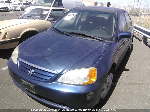 2HGES26722H598303 - 2002 HONDA CIVIC EX BLUE photo 2