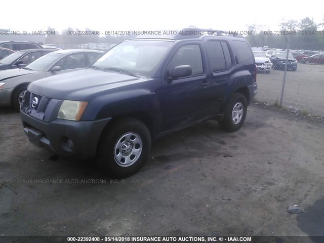 5N1AN08U57C520695 - 2007 NISSAN XTERRA OFF ROAD/S/SE BLUE photo 2