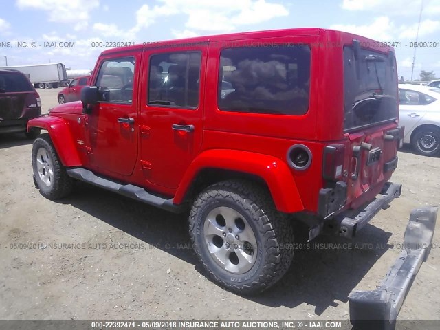 1C4BJWEG4FL752998 - 2015 JEEP WRANGLER UNLIMITE SAHARA RED photo 3