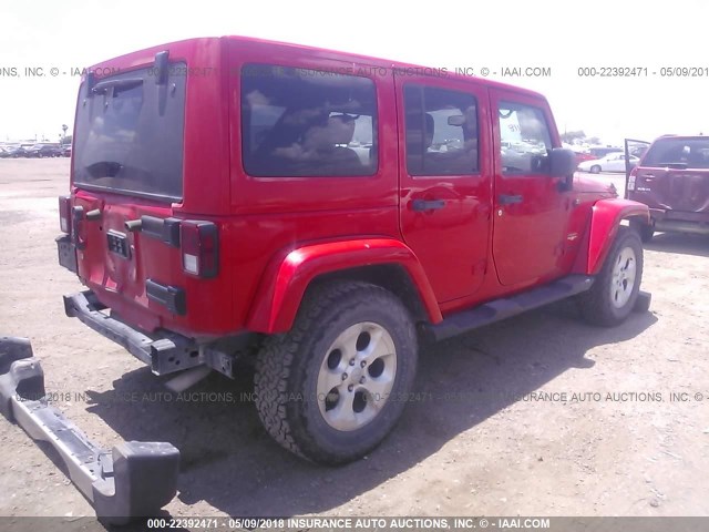 1C4BJWEG4FL752998 - 2015 JEEP WRANGLER UNLIMITE SAHARA RED photo 4