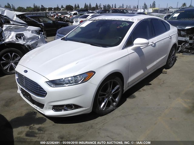 3FA6P0K98ER299445 - 2014 FORD FUSION TITANIUM WHITE photo 2