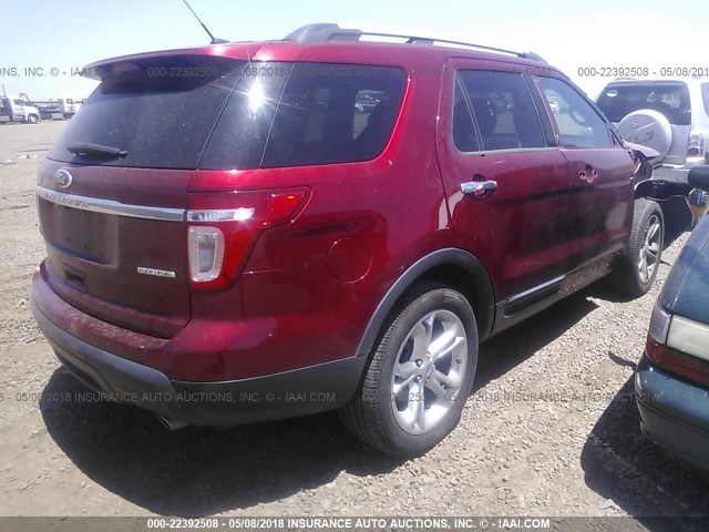 1FM5K7F81DGA38805 - 2013 FORD EXPLORER LIMITED 红色 照片 4